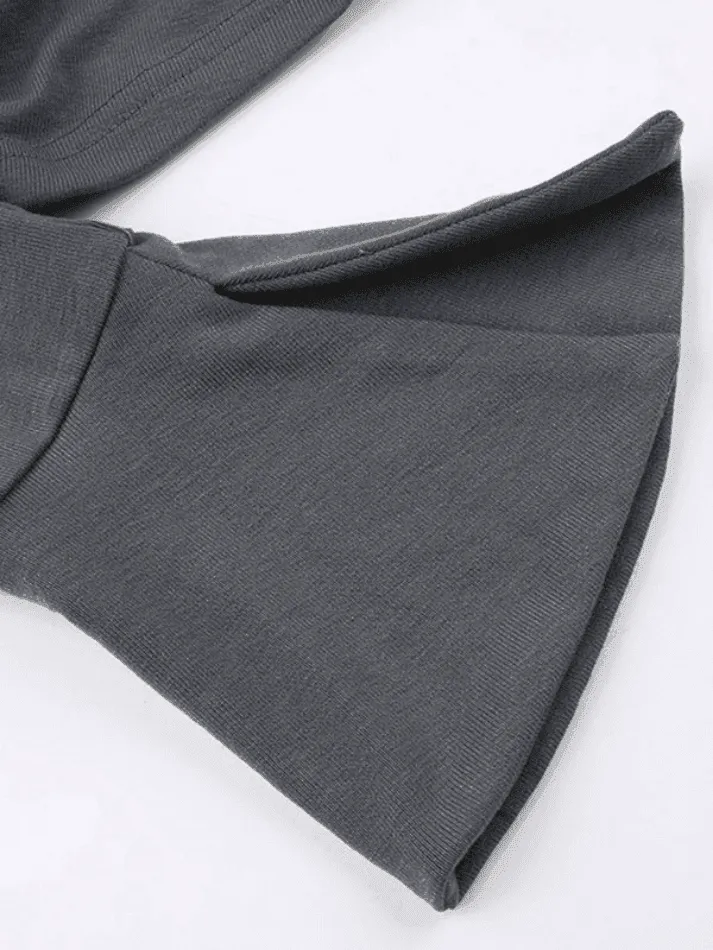 Contrast Color Halter Flare Long Sleeve Tee