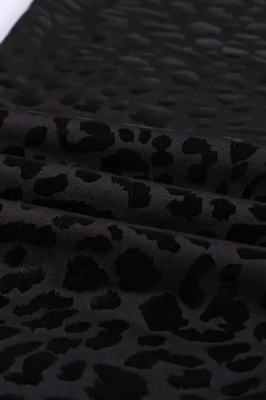 Leopard Print Pleather Leggings - Black