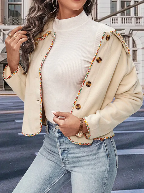 Long Sleeves Loose Buttoned Split-Joint Lapel Outerwear