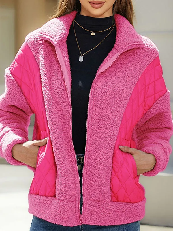 Long Sleeves Loose Split-Joint Velvet Lapel Outerwear