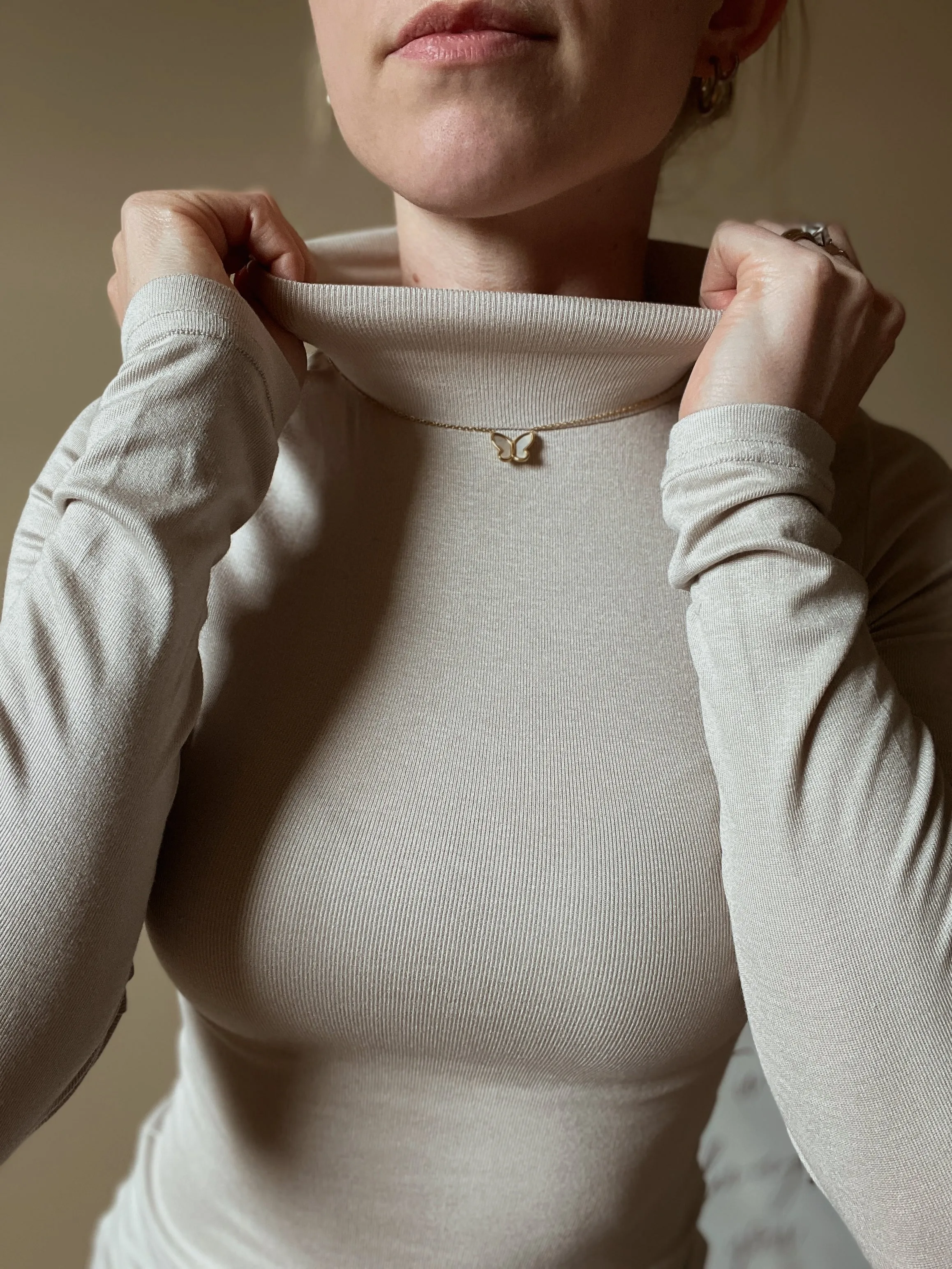 Misty Grey Lightweight Long Sleeve Turtleneck