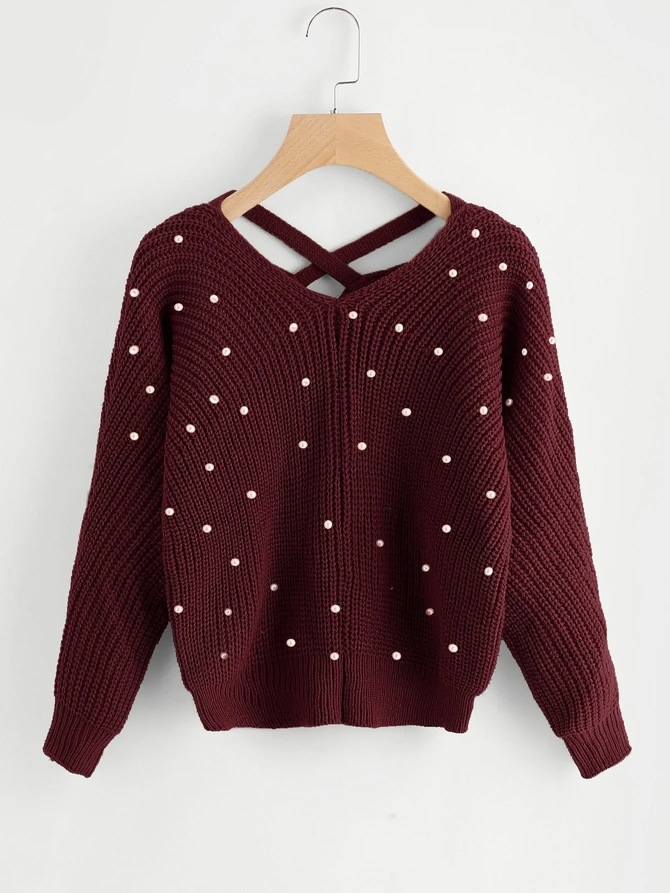 Pearl detail knitted sweater